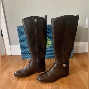 Tory Burch Bristol Riding Boot. Coconut with Gold Hardware. Size 8. Box included